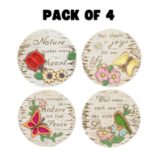 4 Pack Vibrant Butterfly Garden Stepping Stones | Concrete Outdoor Decor