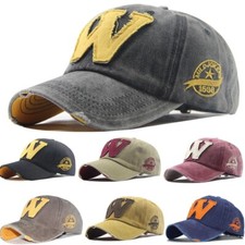 W Distressed Washed Cotton Baseball Cap Men Vintage Dad Sun Hat Trucker