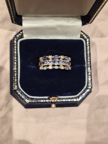9ct gold diamond and tanzanite - and,