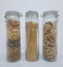 Glass Jar Decorative with Pasta Embossed Pattern Kitchen Restaurant Display 13in