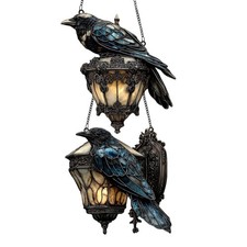 Gothic Crow Halloween on Lantern Ornament 2D Acrylic Crow Lamp Decorations