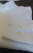 *NEW * T M Lewin Fitted White Twill Shirt S/C Semi-Cutaway Collar 16- 34.5