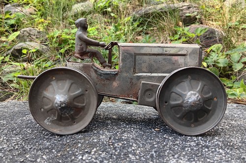 Antique tin wind tractor - antique,