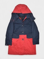 Coach Jacket Womens XS Navy Red Cotton Trench Mac Rain Color Block Hooded