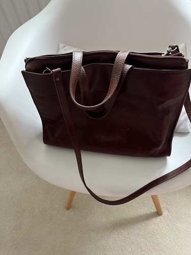 Brown leather vintage work bag - brown,