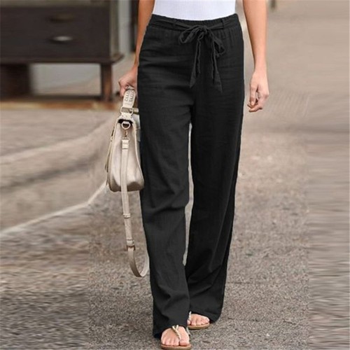 Women cotton linen trousers - cotton,
