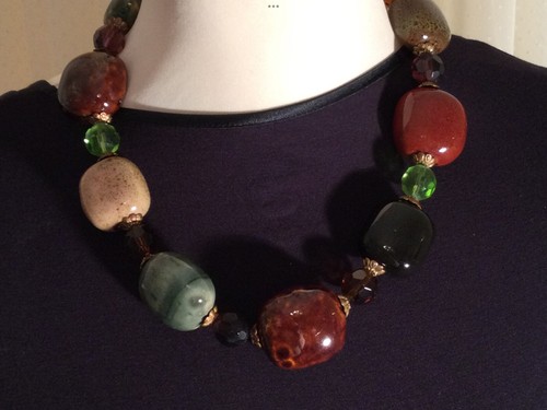Polished stone necklace - polished,