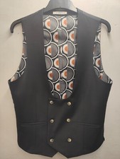 OneSixFive Men's Black Double Breasted Slim Fit Waistcoat 40R
