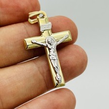 9ct Solid Gold Crucifix Inri Large Cross Pendant Only 1.4GR New 20mmx40mm