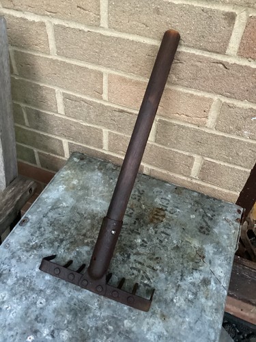 Vintage garden hand rake old - hand,