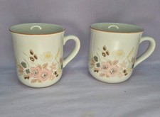 Two Vintage Boots Hedge Rose 1980's Mugs 3.5" high x 3" in diameter