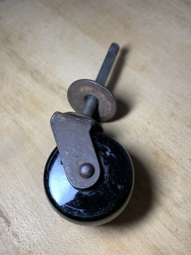 Vintage ceramic caster - caster, black