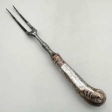 RARE GEORGE III PISTOL GRIP FORK OLD SHEFFIELD PLATE c1760