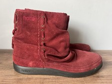 HOTTER RED PIXIE SUEDE COMFORT FUR LINED ANKLE BOOTS SIZE 7