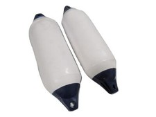 White Inflatable Boat Fender Buoys x2 (15CM x 51CM Castro Sailing Twin Eye)