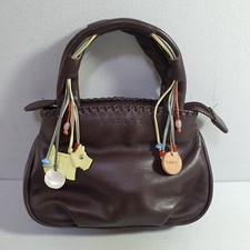 RADLEY Leather Hobo Mini Handbag Dog Charm Lacing and Beads Tote Grab Retro