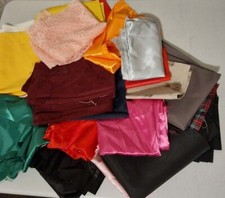 Mixed Fabrics Remnants Off Cuts Pieces Scraps Crafts Clothing Satin Cotton