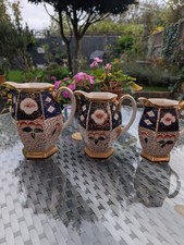 1930's Arthur Wood Imari Style Hexagonal Jug Blue Gold Gilt 7" Tall