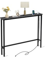 Slim Console Table with Power Outlets & USB, 15x100x79cm, Space-Saving