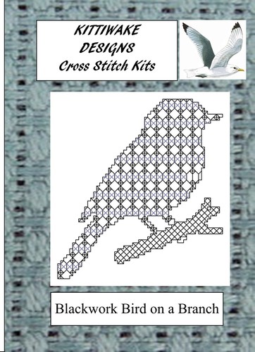 Blackwork bird branch - on, a