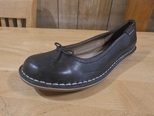 Womens CLARKS Artisan Tustin Talulah Navy Blue Leather Ballet Pump Shoes - UK 5