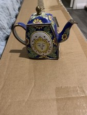 Trade Aid Miniature Enamel Teapot, No 18, Blue And Yellow