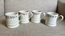 Whittard of Chelsea 4 X Espresso Small Coffee Cups White Stoneware 6cm