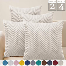 Filled Embroidered Velvet Cushion Covers Sofa Bed Decor Quilted Cushions 18"x18"