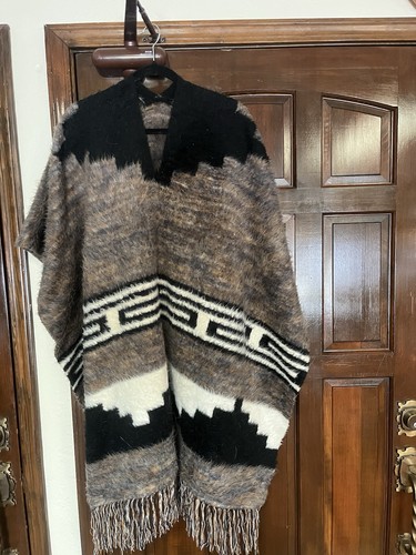 Vintage alpaca poncho - vintage, black
