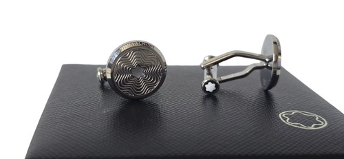Montblanc cufflinks round in - montblanc, cufflinks,