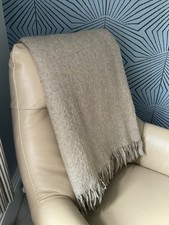 John Lewis Mohair & Wool Blend Blanket  - Beige / Caramel   140cm x  200cm