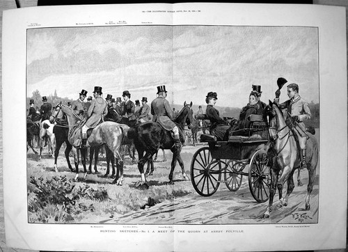 Old print hunting meet quorn - old,