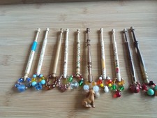 10 Wood Lace Making  Bobbins With Spangles # 6