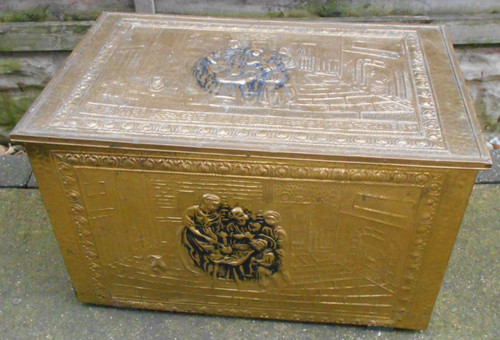 Vintage large brass coal - brass,