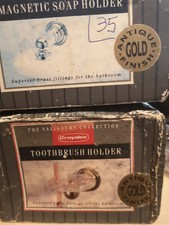 Croydex **RARE** Vintage Gold Plated Magnetic Soap Holder & Toothbrush Holder.