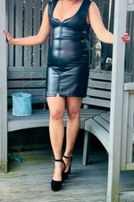 Black Pvc Mini Dress Women's