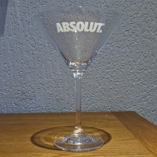 ABSOLUT Vodka Martini Glass Clear Cocktail Stemware Etched 7ins Barware Pub 