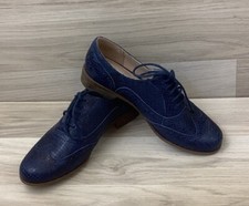 Clarks Narrative Blue Lace Up Leather Brogues UK 4 EU 37 Occasion Office Casual 