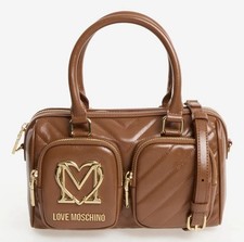 Brown Quilted City Pockets Love Moschino Women’s Bowling Bag New