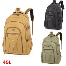 Large Waterproof Men's Canvas Backpack Durable Travel Rucksack Hiking School Bag