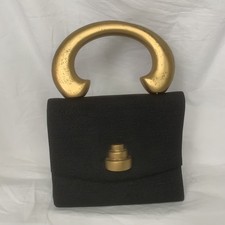Helena Rubinstein Handbag Black Gold Bag 1990's