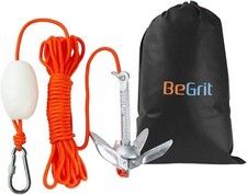 BeGrit Kayak Anchor 1.5 lb Small Boat Kit Folding 0.7KG, Silver 