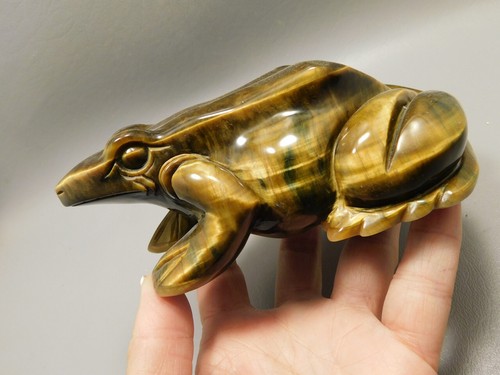 Frog figurine tiger eye 7 - frog, tiger-eye