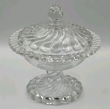 Vintage Fostoria Colony Clear Glass Lidded Compote Dish