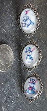 HANDMADE GLASS CAMEO SET OF 3 ALICE IN WONDERLAND COSTUME ADJUSTABLE RINGS OVAL