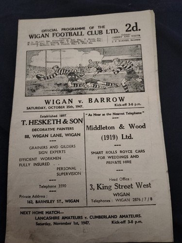 Vintage rugby league programme - vintage,