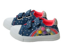 GIRLS RAINBOW BLUE DENIM CANVAS GLITTER CASUAL PUMPS TRAINERS SHOES UK SIZE 5-10