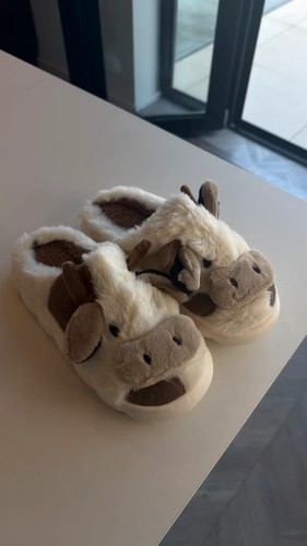 Fluffy cow slippers size 5uk - fluffy,