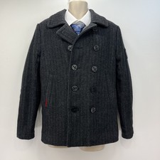 Superdry Pea Coat Jacket Men’s Size Medium The Rookie Military Black Wool Blend