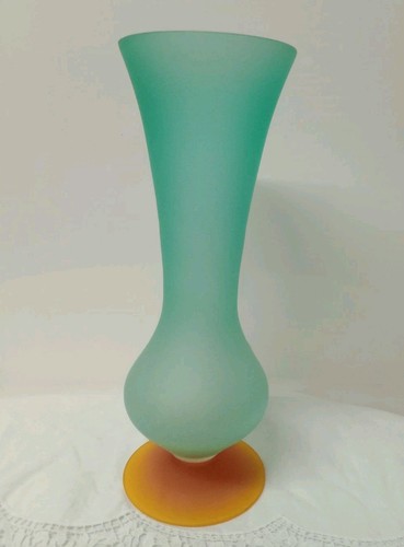 French art glass vase - art, aqua